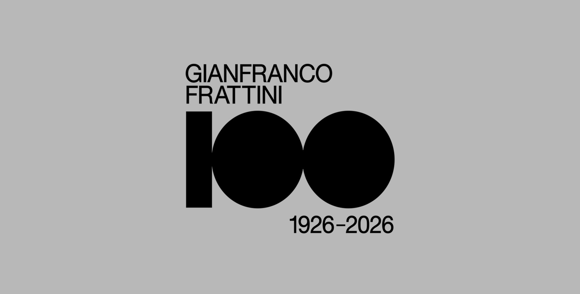 Banner ufficiale della mostra dedicata a Gianfranco Frattini per il suo centesimo anniversario.