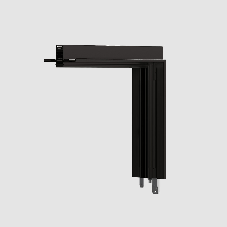 A.24 - Binario Magnetico Incasso - Angolo 90° (piani perpendicolari) - Nero