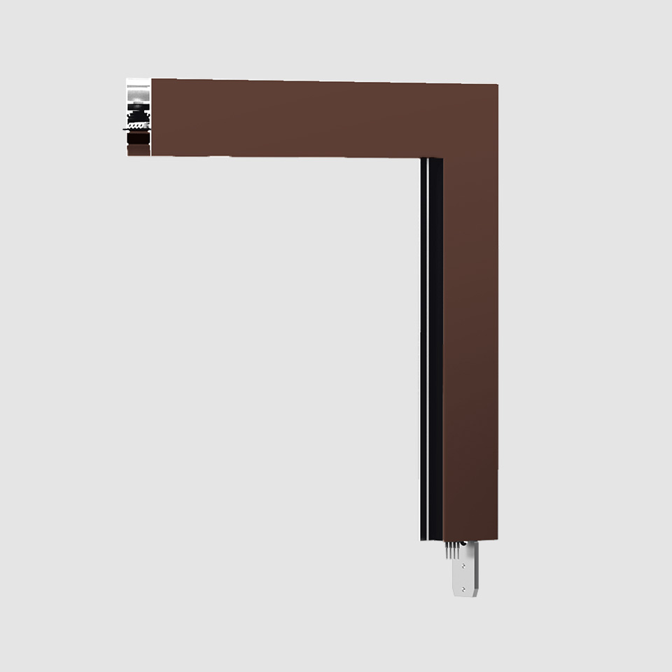 A.24 - Binario Magnetico Soffitto - Angolo 90° (piani perpendicolari) - Bronzo Spazzolato