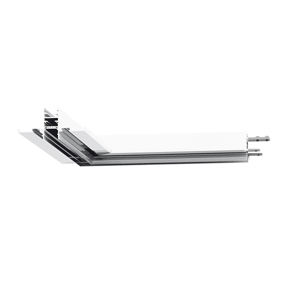 A.24 - Binario Magnetico Incasso - Angolo 90° (stesso piano) - Bianco