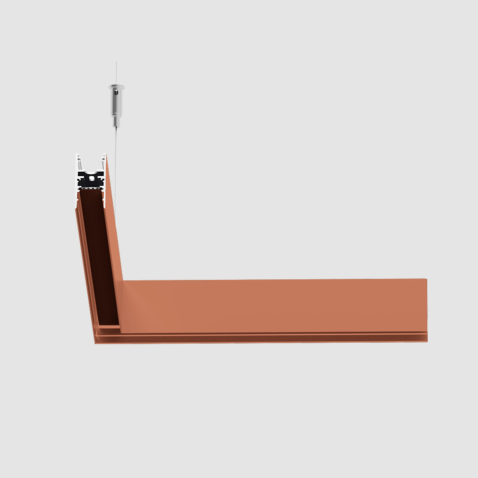 A.24 - Binario Magnetico Sospensione - Angolo 90° (stesso piano) - Rame Spazzolato