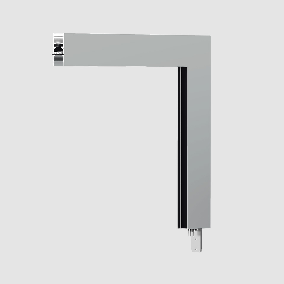 A.24 - Binario Magnetico Soffitto - Angolo 90° (piani perpendicolari) - Argento Spazzolato