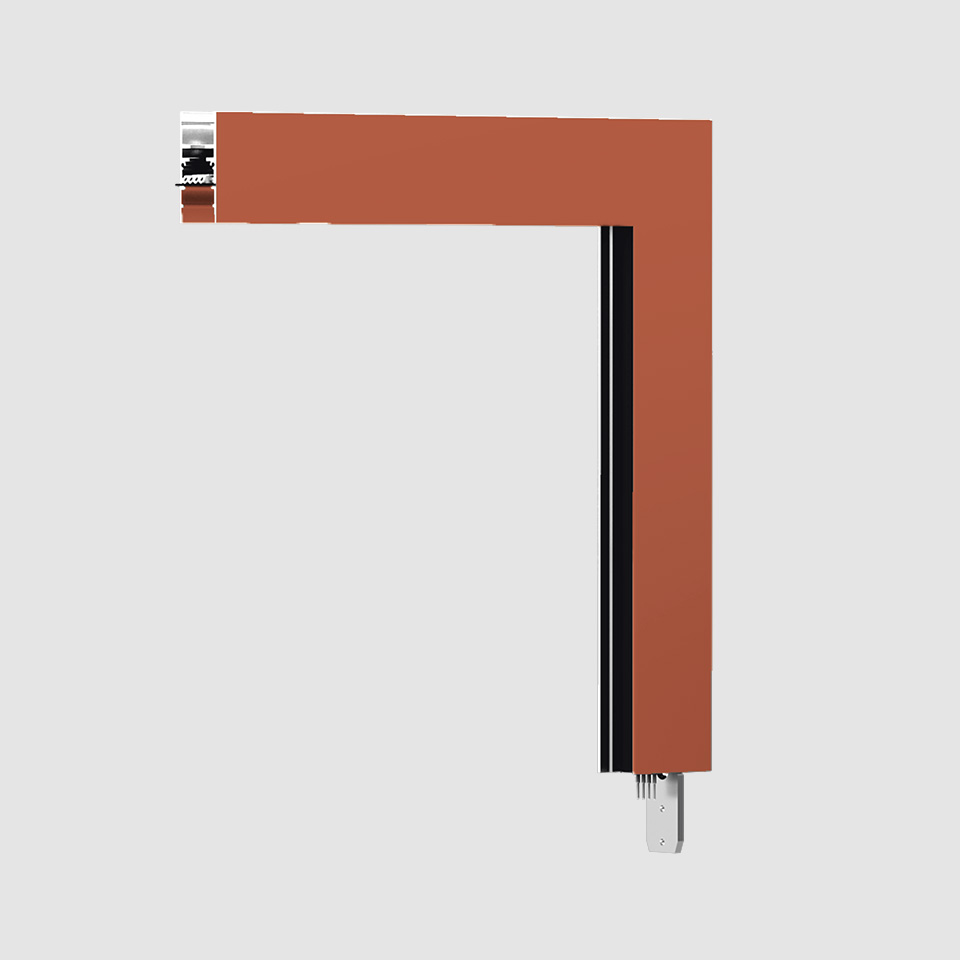 A.24 - Binario Magnetico Soffitto - Angolo 90° (piani perpendicolari) - Rame Spazzolato