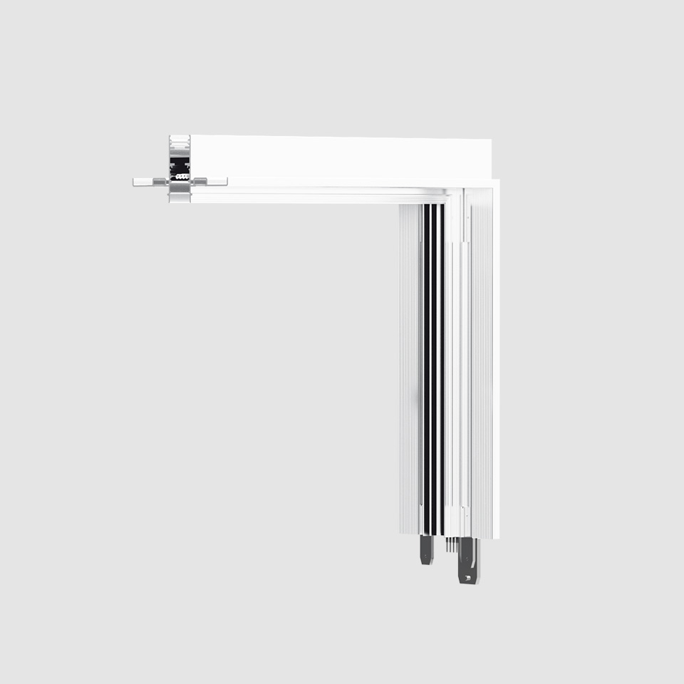 A.24 - Binario Magnetico Incasso - Angolo 90° (piani perpendicolari) - Bianco
