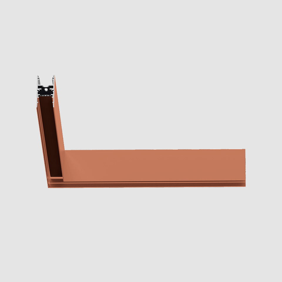 A.24 - Binario Magnetico Soffitto - Angolo 90° (stesso piano) - Rame Spazzolato