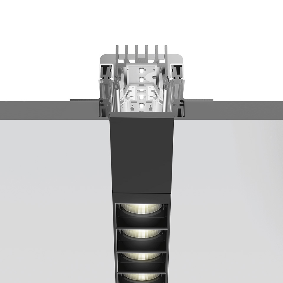 A.39 Incasso Emissione Sharping - Modulo Strutturale Trimless - 1184mm - 20° - 3000K - Non Dimmerabile/Dimmerabile DALI - 2x4 Ottiche