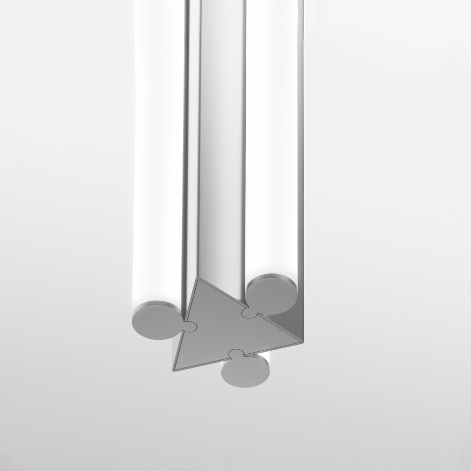 Dreispitz - Sospensione Verticale - 3 Diffused Emission - 90 - Argento