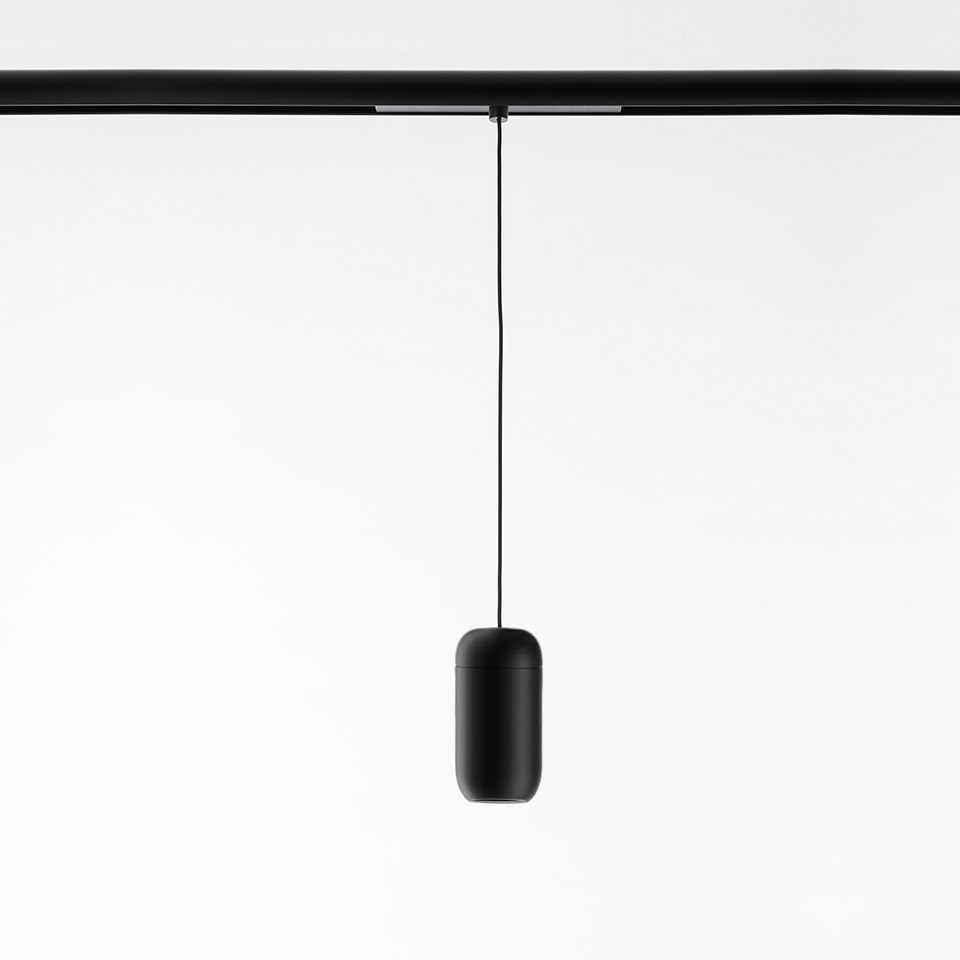 Gople System - Spot Pendant Track - 60 - 2700K - 14° - Dimmerabile DALI - Nero