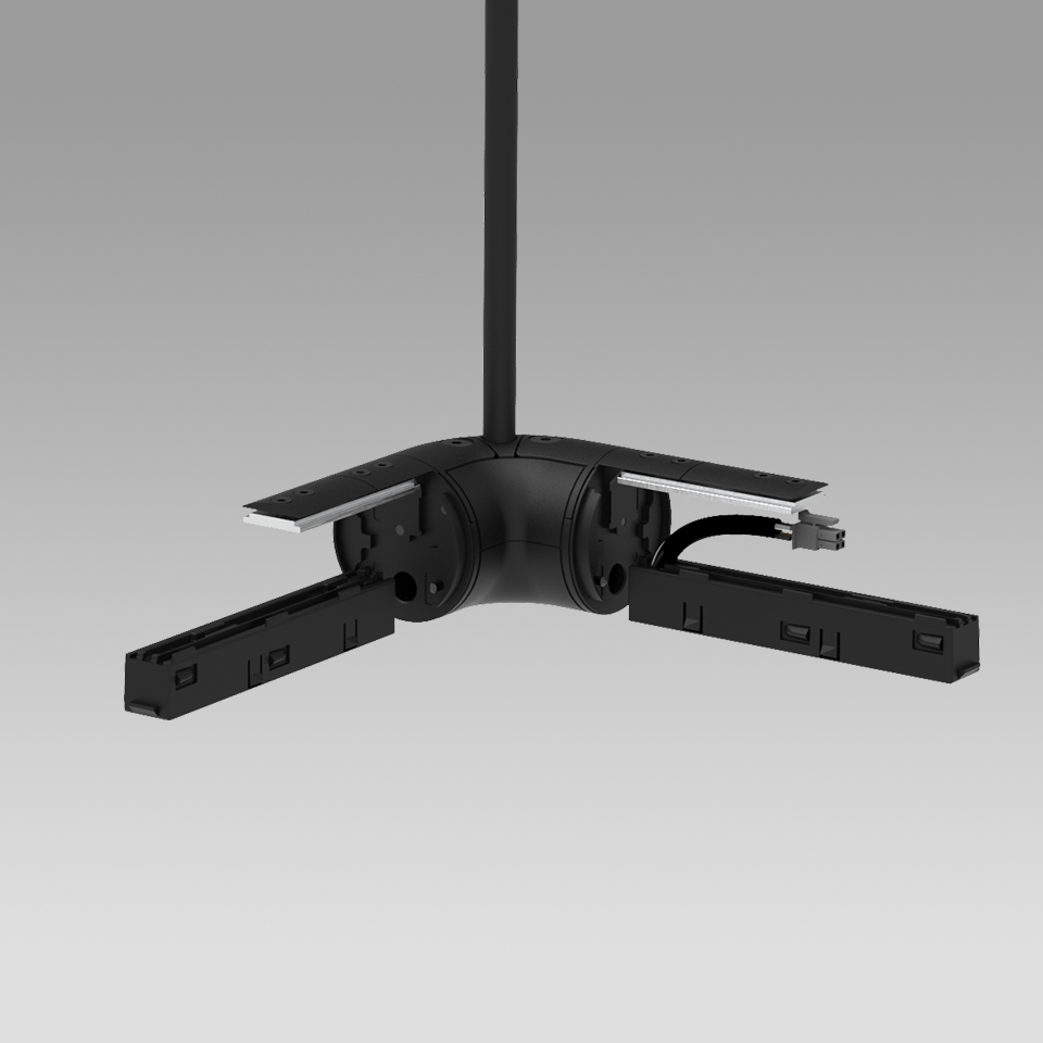 Gople System - Track - Angolo 90° con connessione elettrica - Nero