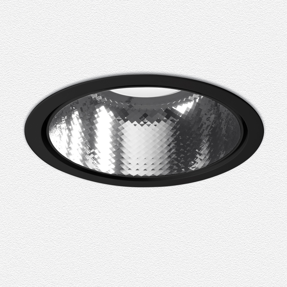 Luceri Round Trim - Faceted Mirror Optics 3000K - Driver 25W - Black