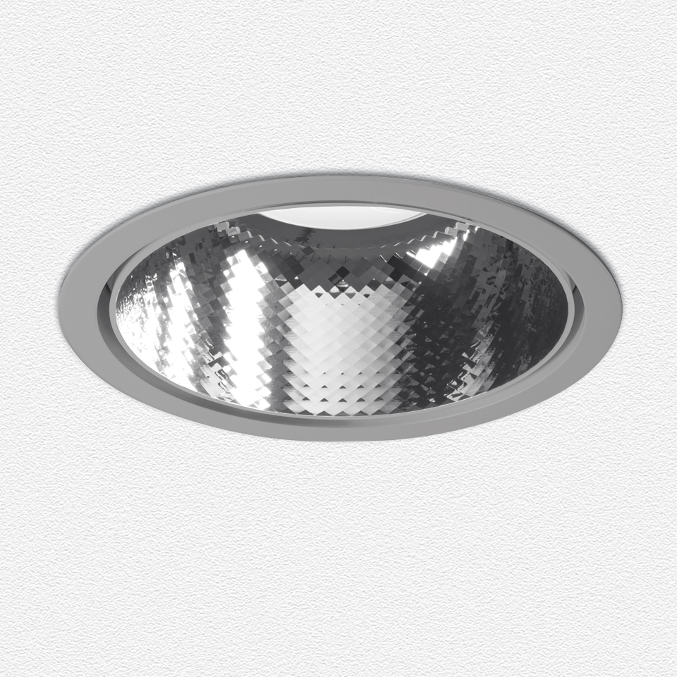 Luceri Round Trim - Faceted Mirror Optics 3000K - Driver 25W - Grey