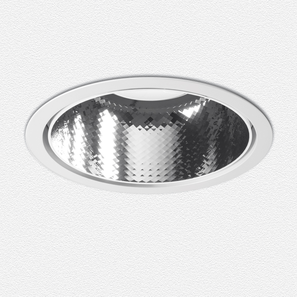 Luceri Round Trim - Faceted Mirror Optics 3000K - Driver 25W - White