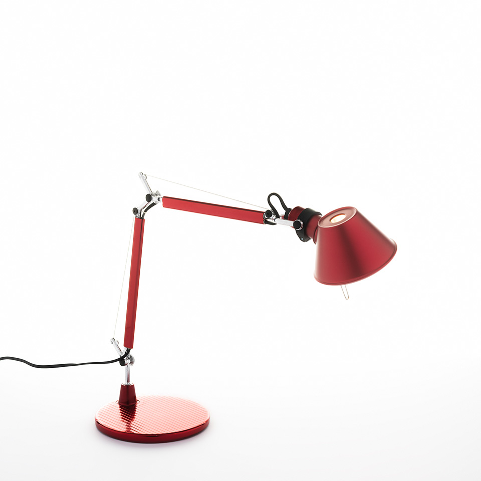 Tolomeo Micro Tavolo - Rosso anodizzato - Corpo Lampada + Base