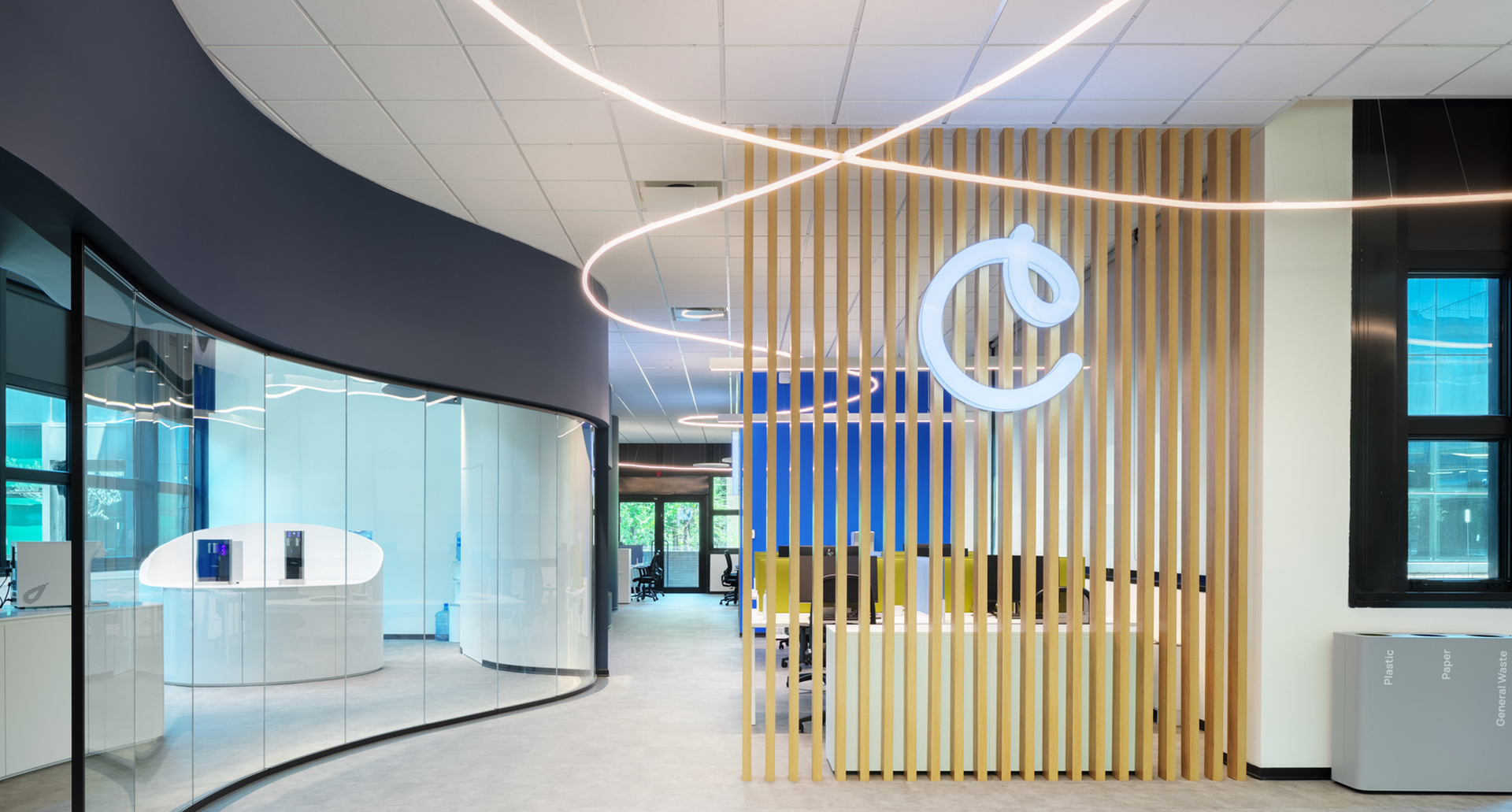 Image of La Linea Custom winding its way through the offices.